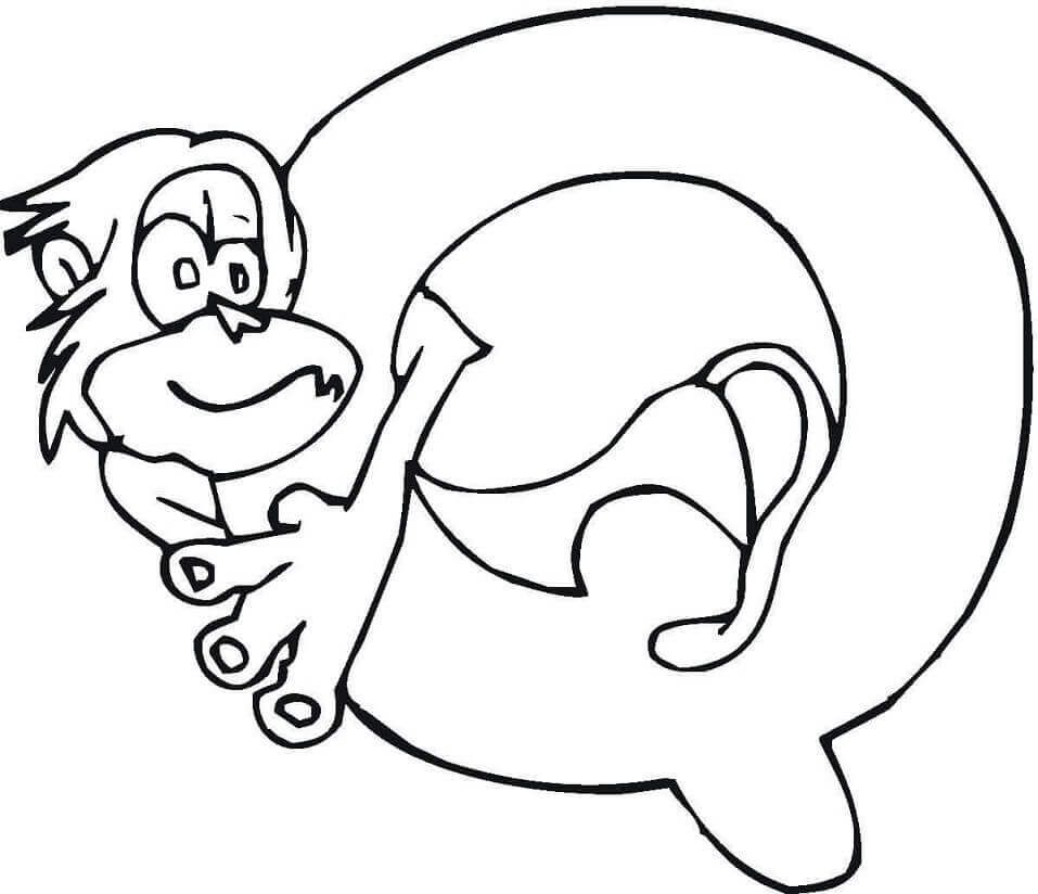 dibujos letra q mono para colorear