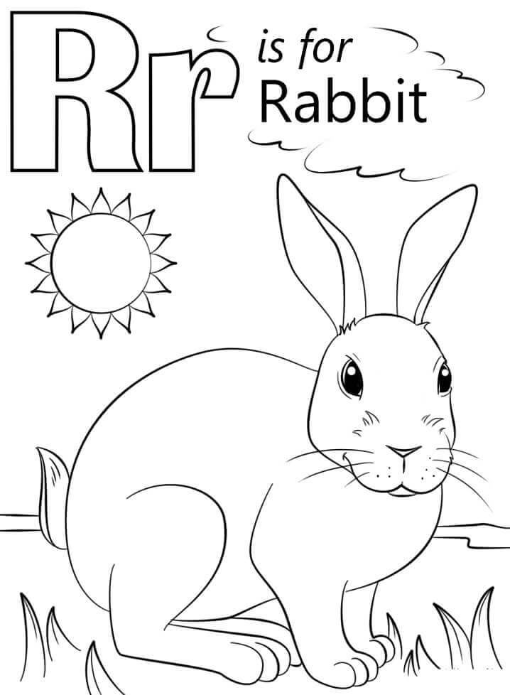 dibujos conejo letra r para colorear