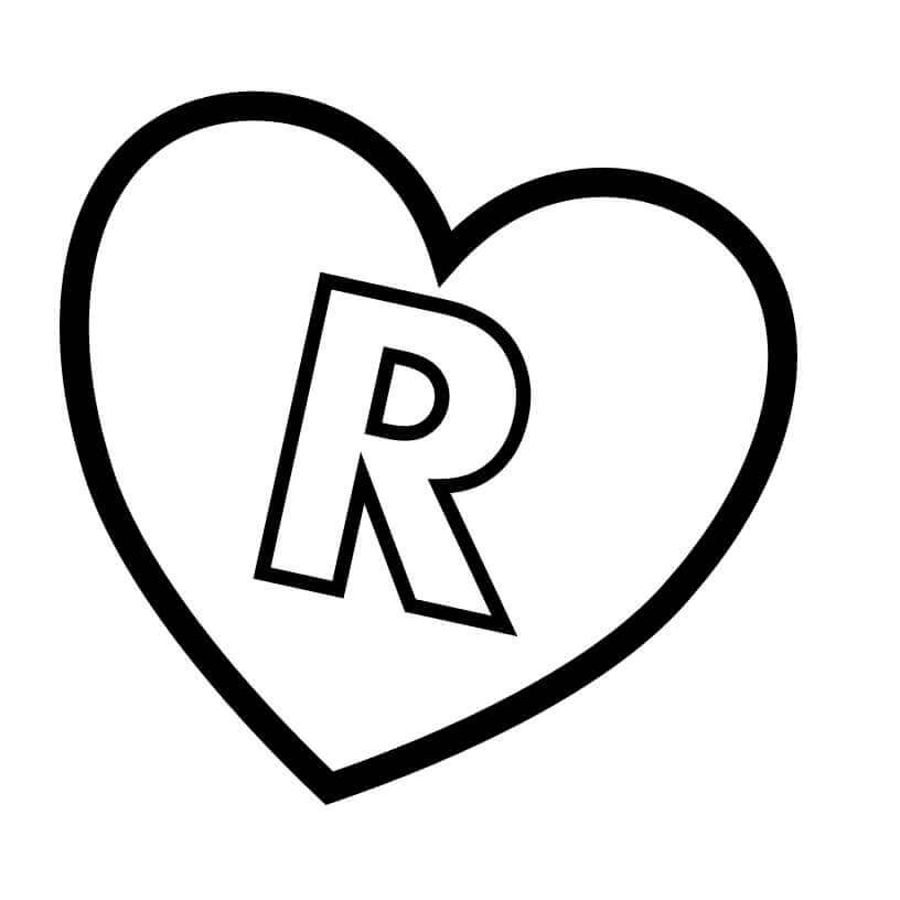 dibujos letra r en corazon para colorear