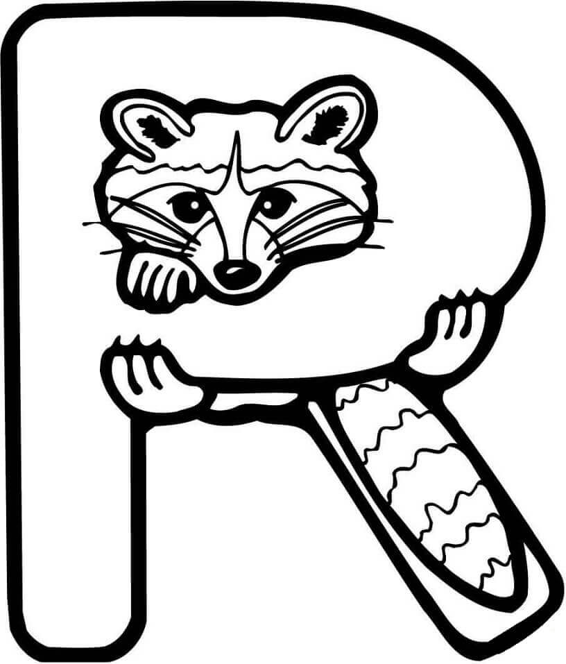 dibujos mapache letra r para colorear