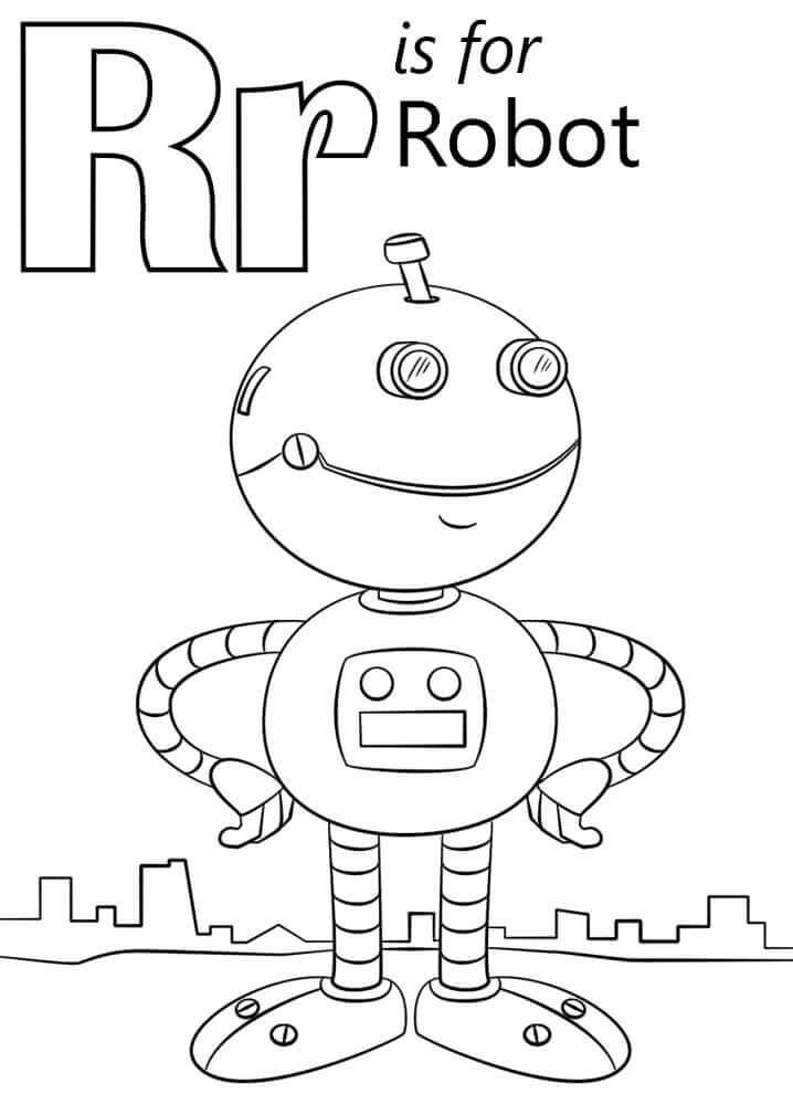 dibujos robot letra r para colorear
