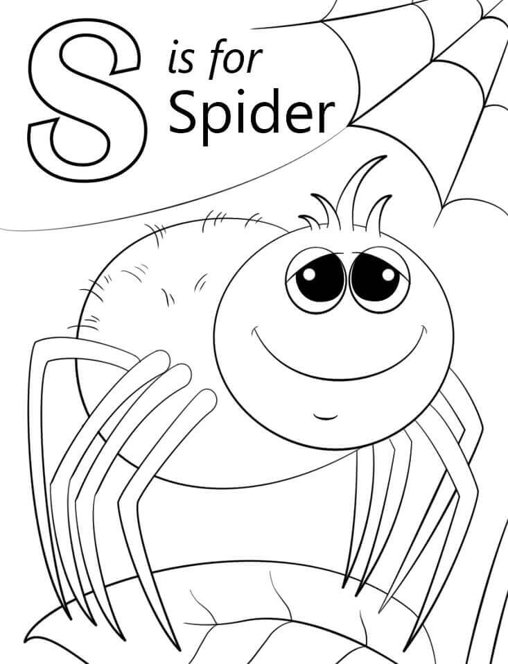 dibujos arana letra s para colorear