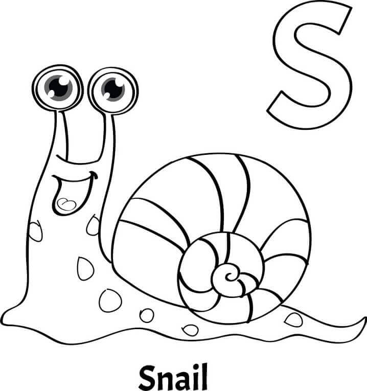 dibujos caracol letra s para colorear