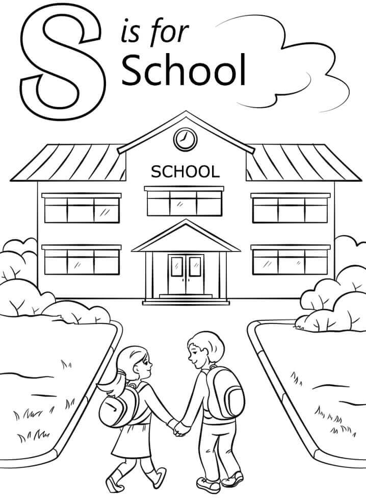 dibujos escuela letra s para colorear