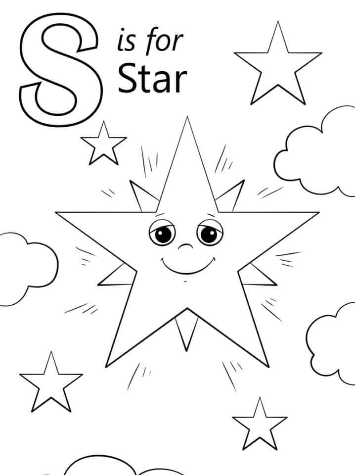 dibujos estrella letra s para colorear