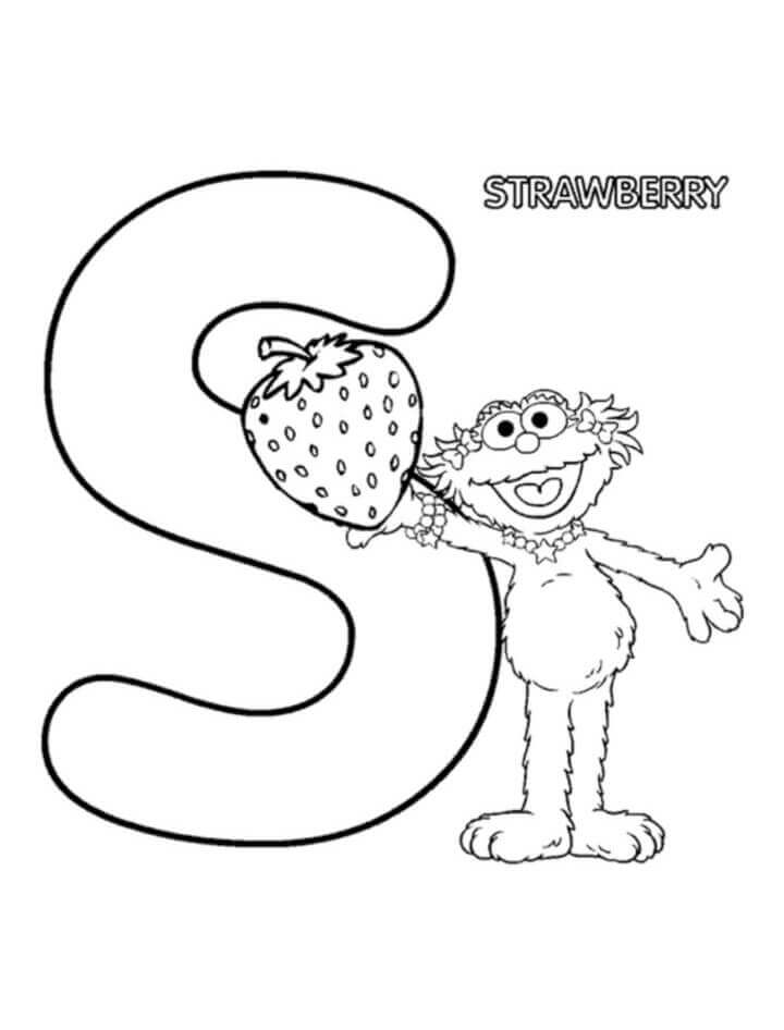 dibujos fresa letra s para colorear