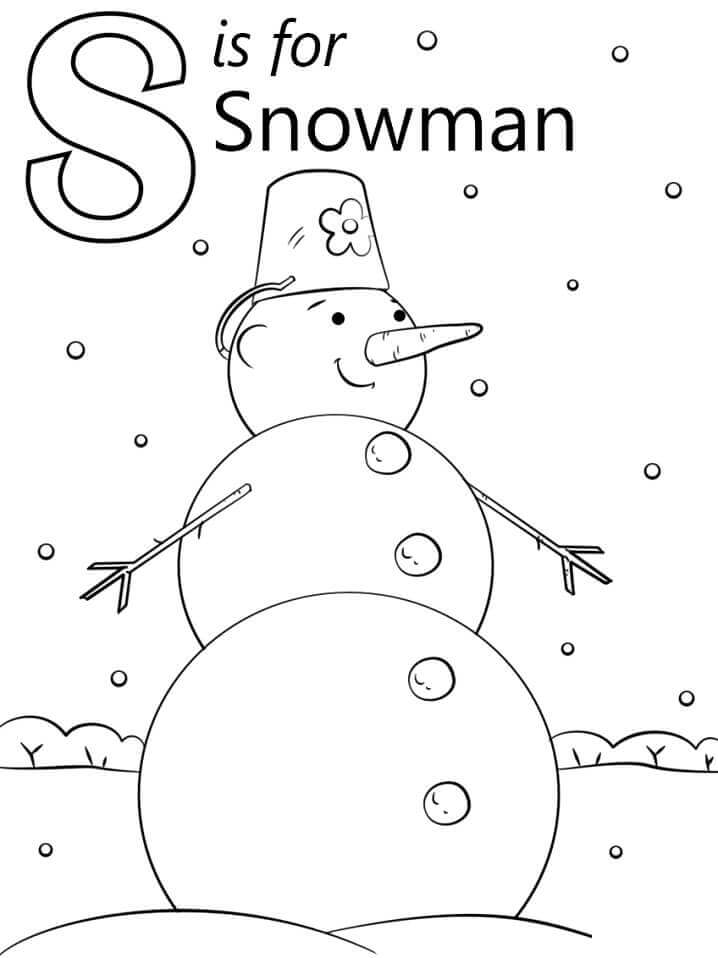 dibujos muneco de nieve letra s para colorear