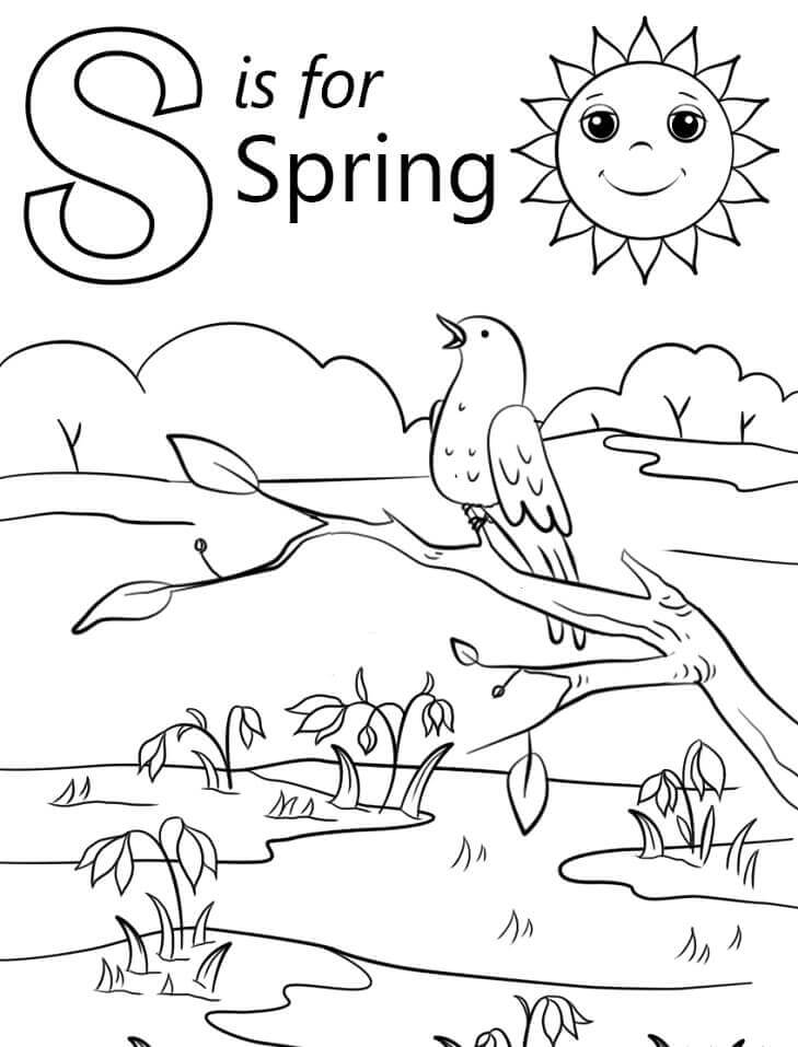 dibujos primavera letra s para colorear
