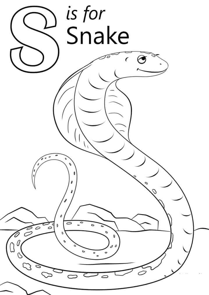 dibujos serpiente letra s para colorear