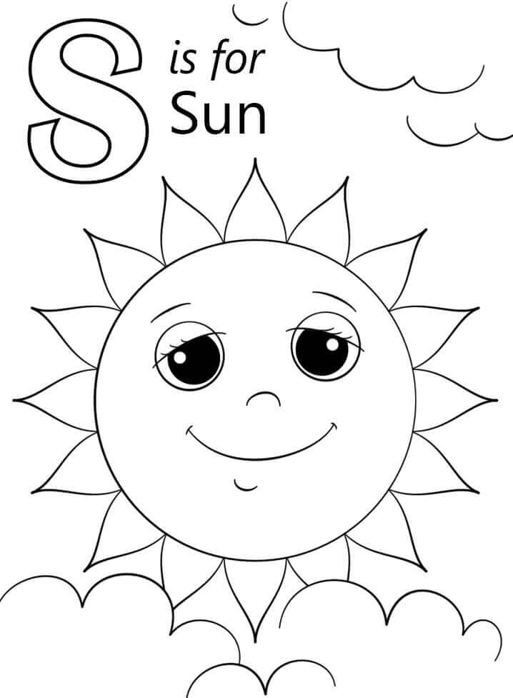 dibujos sol letra s para colorear