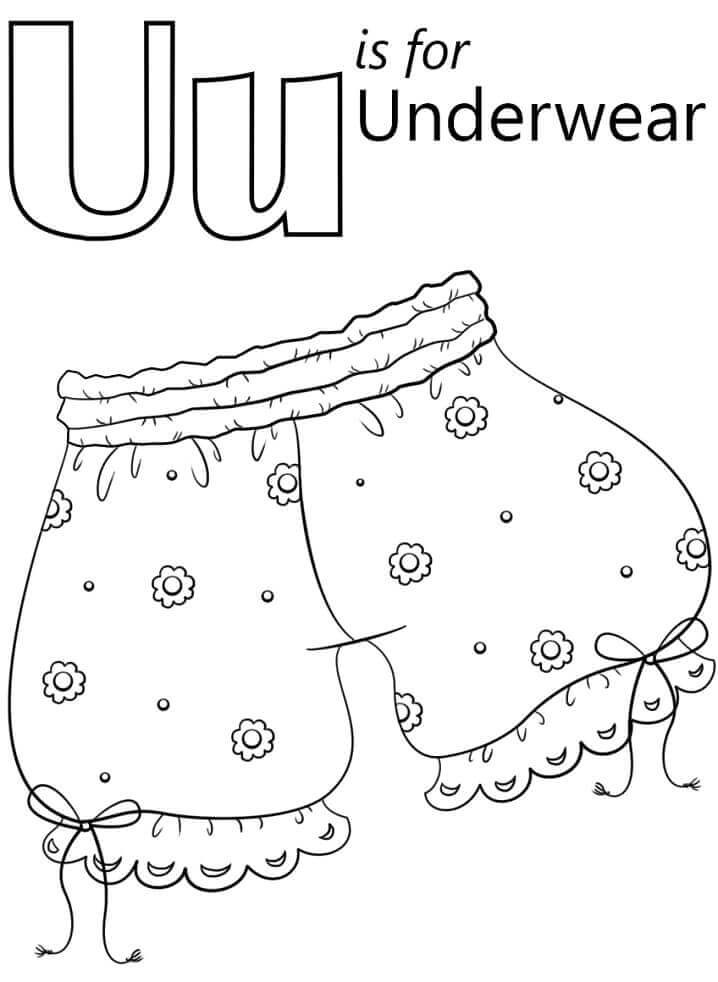 dibujos letra de ropa interior u para colorear