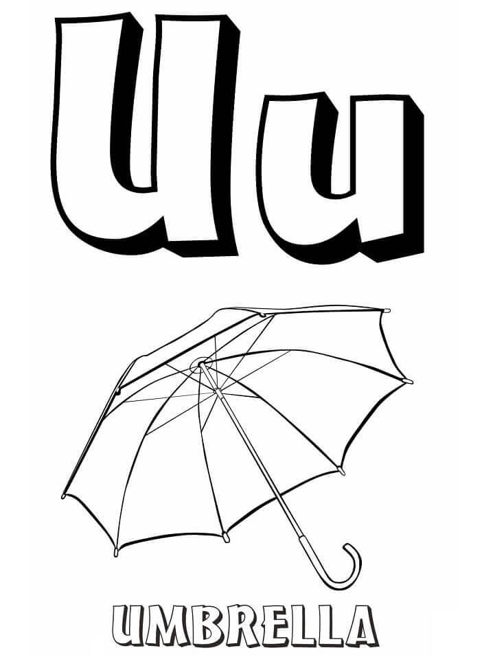 dibujos paraguas letra u para colorear