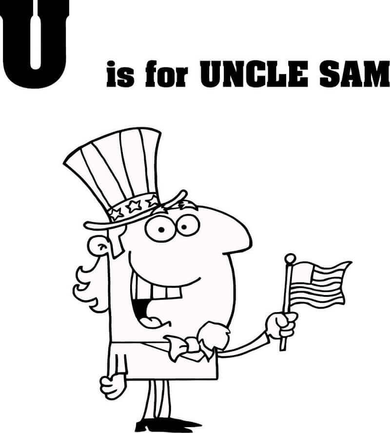 dibujos tio sam letra u para colorear