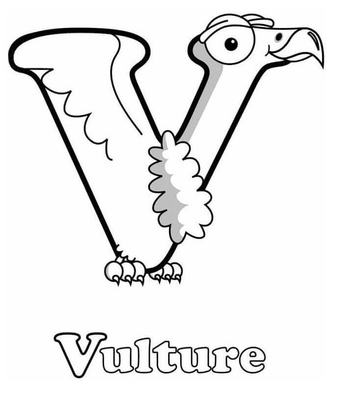 dibujos buitre letra v para colorear