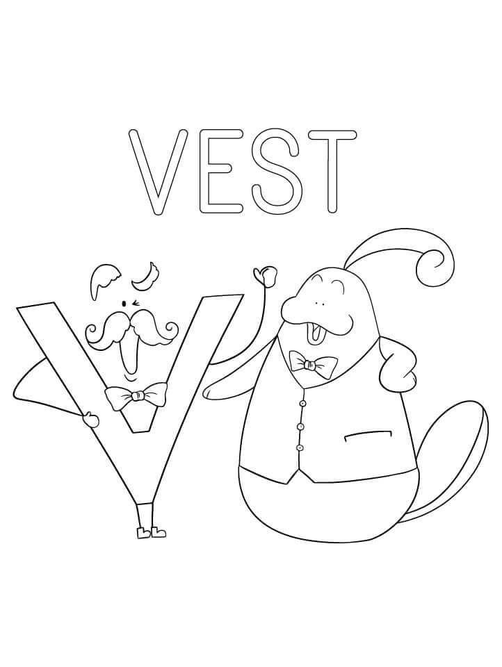 dibujos chaleco letra v para colorear