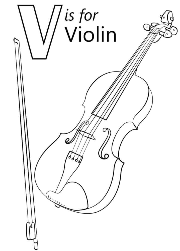 dibujos letra de violin v para colorear