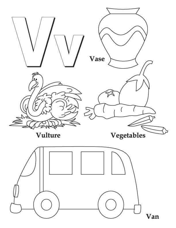 dibujos letra v 1 para colorear