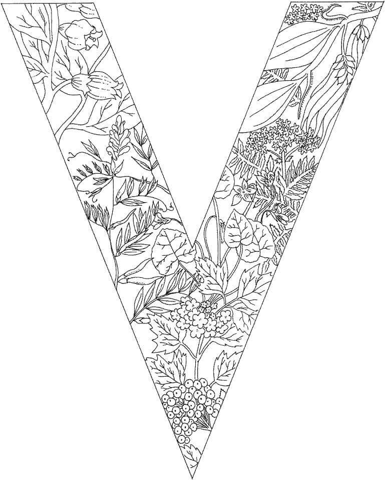 dibujos letra v flor para colorear