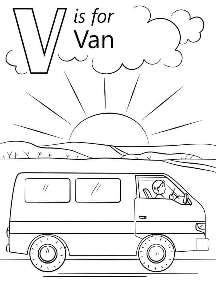 dibujos van letra v para colorear