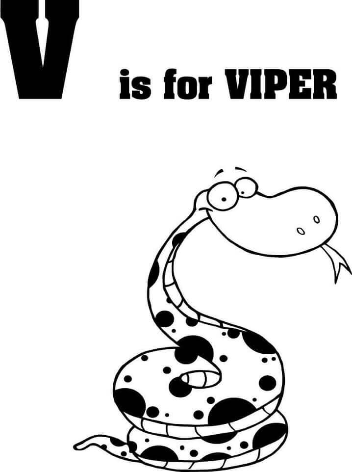 dibujos vibora letra v para colorear