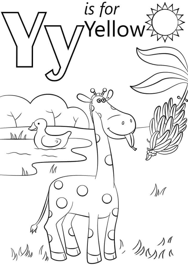 dibujo letra amarilla y para colorear