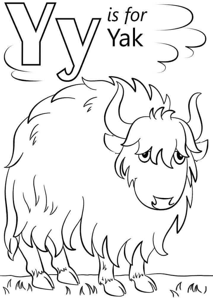 dibujo yak letra y para colorear