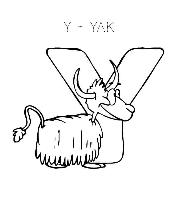 dibujo yak linda letra y para colorear