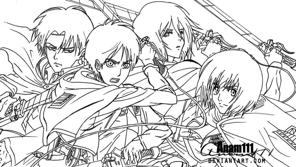 Dibujo de Levi y Equipo para Colorear y Imprimir