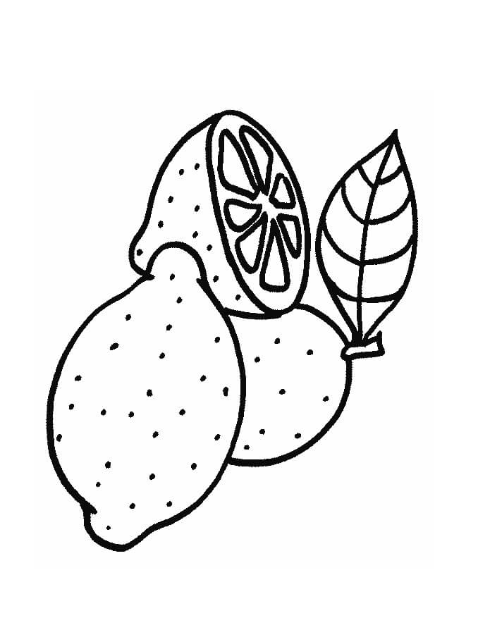 dibujo dos limones con medio limon para colorear