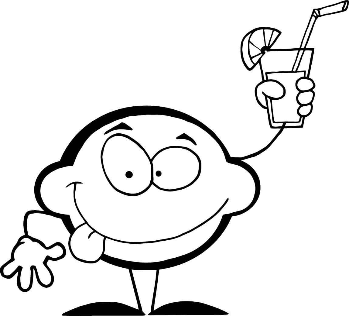 dibujo personaje de dibujos animados con frutas de limon para colorear