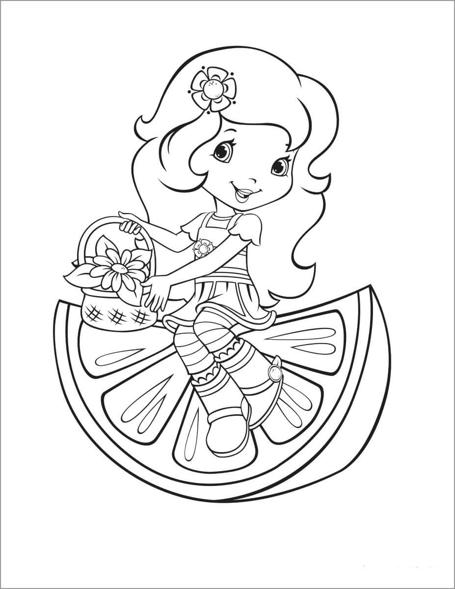 dibujo strawberry shortcake sentado en limon para colorear