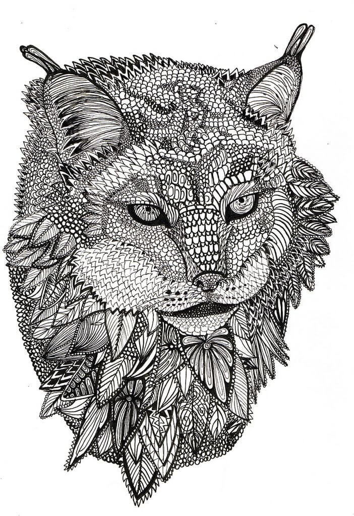 dibujo mandala de lince para colorear