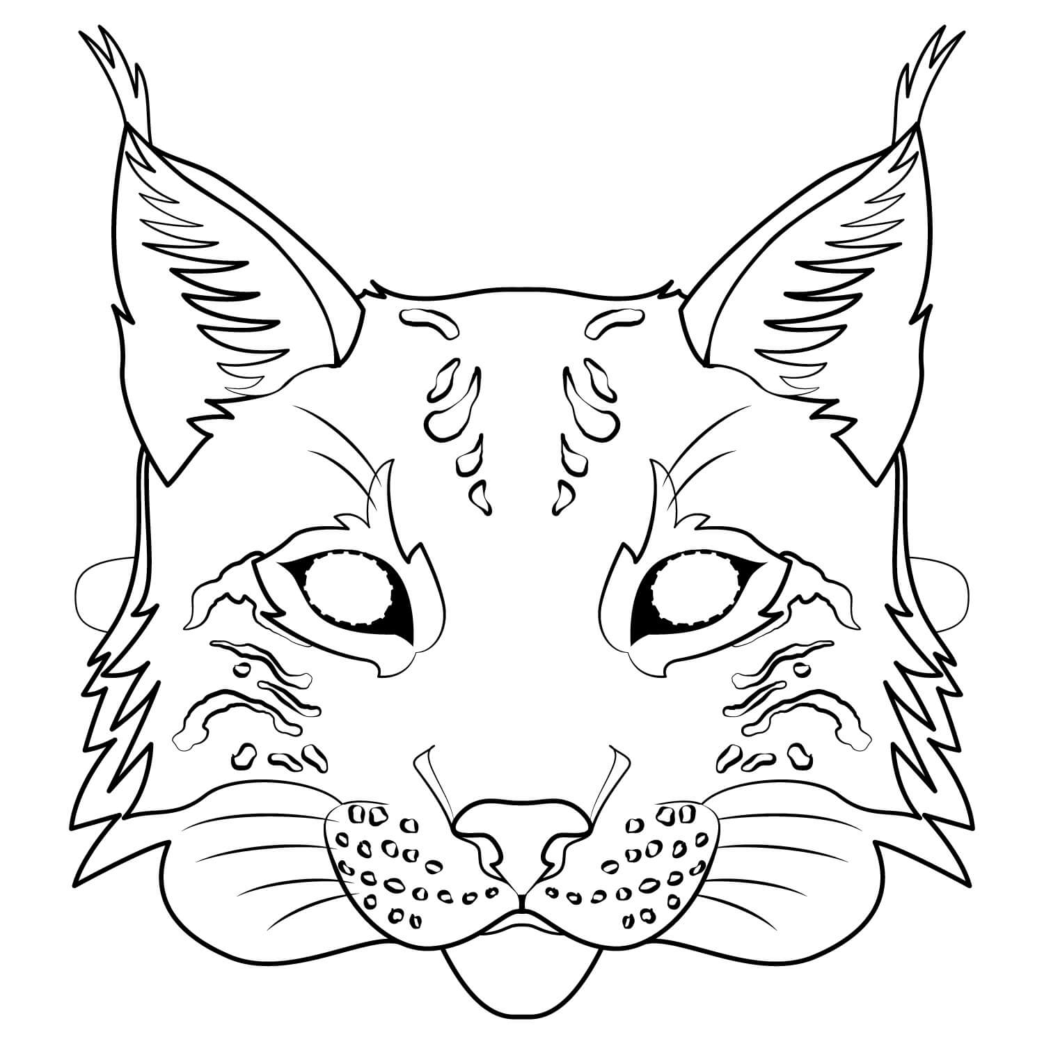 dibujo mascara de lince para colorear