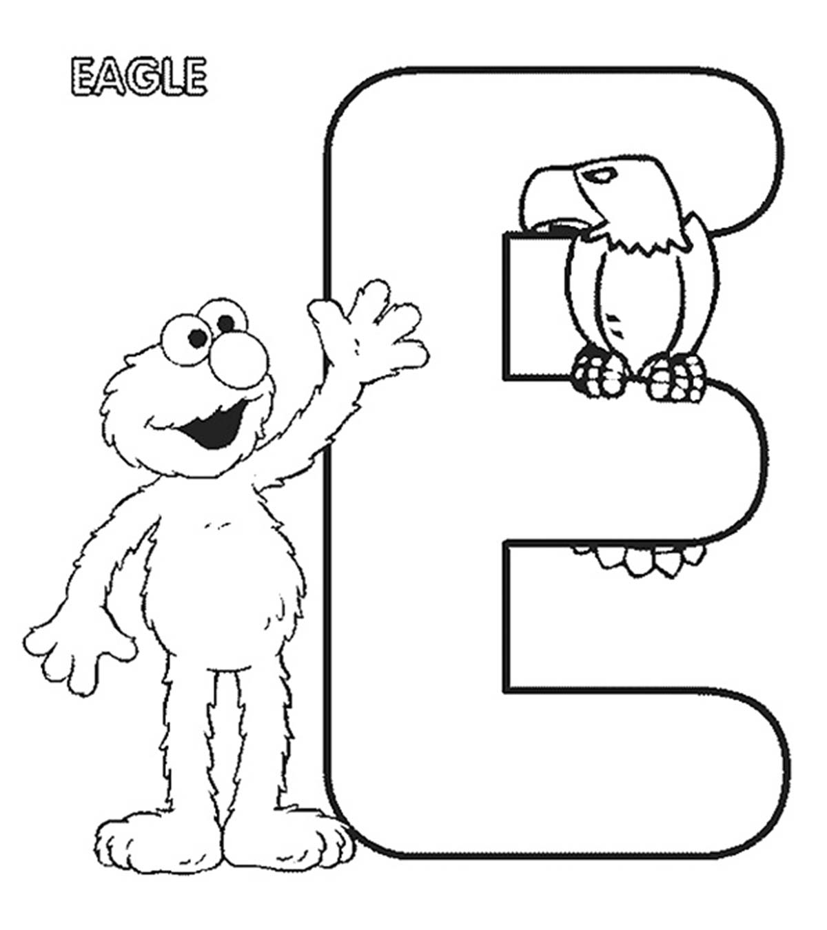 Dibujo de e para Elmo y Eagle para Colorear y Imprimir