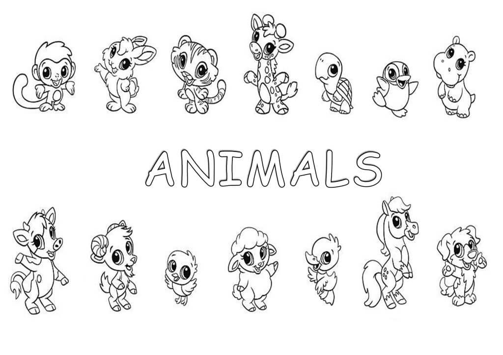Dibujo de Animales Lindos Básicos para Colorear y Imprimir