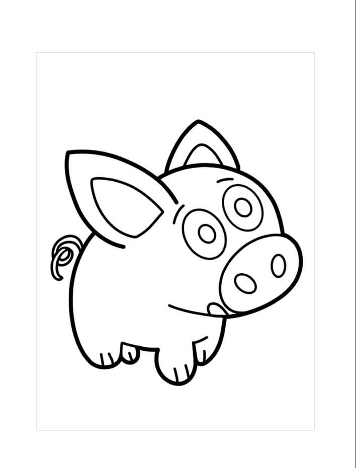 Dibujo de Cerdo Lindo para Colorear y Imprimir