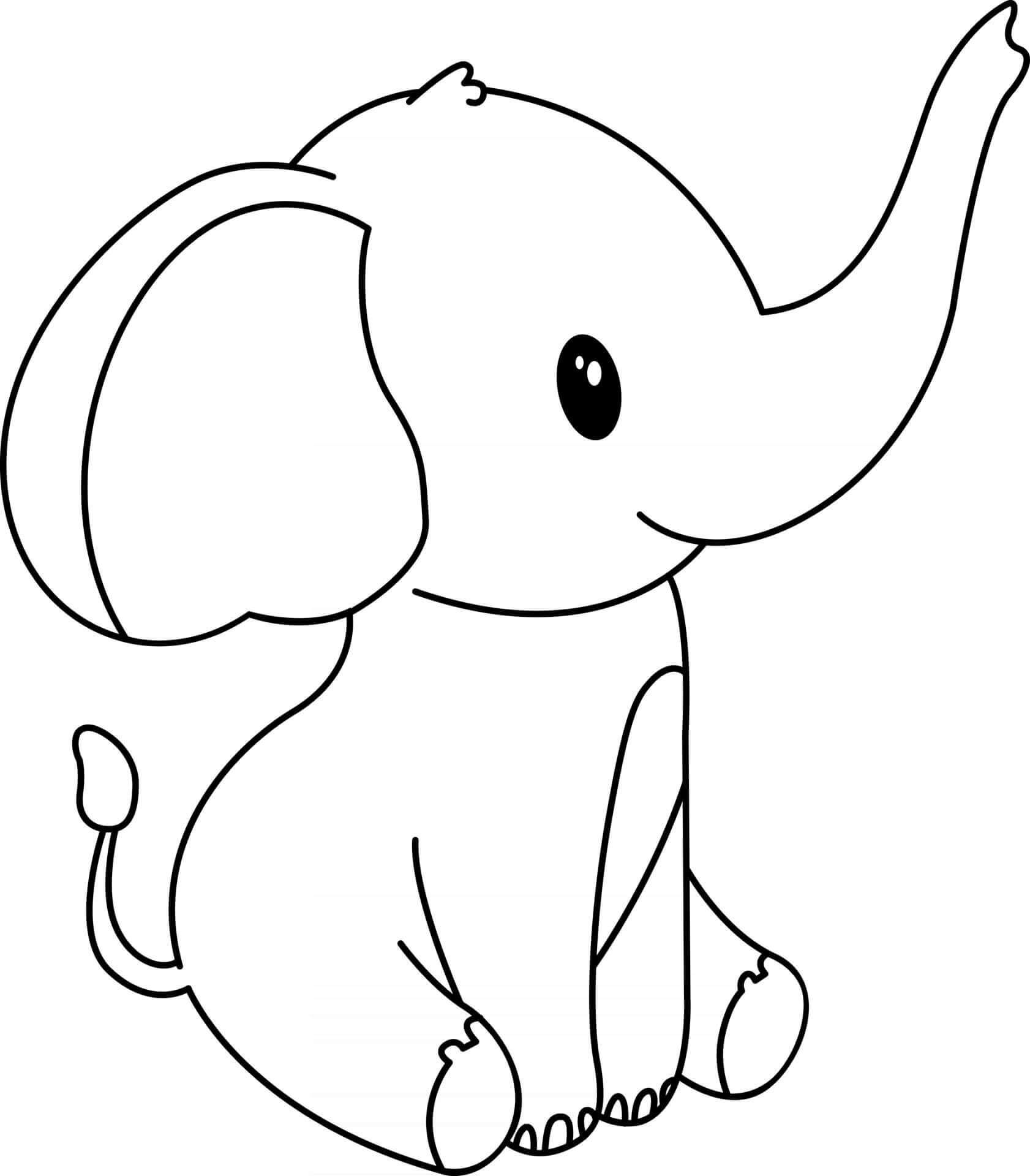 Dibujo de Elefante Lindo para Colorear y Imprimir