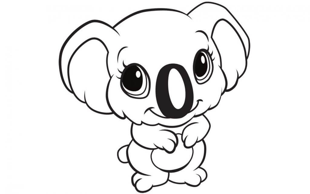 Dibujo de Koala Lindo Sonriendo para Colorear y Imprimir