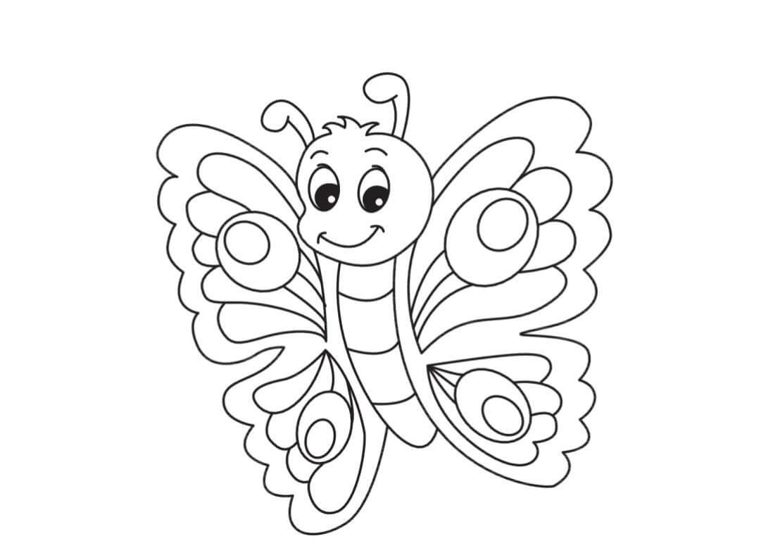 Dibujo de Linda Mariposa Sonriendo para Colorear y Imprimir