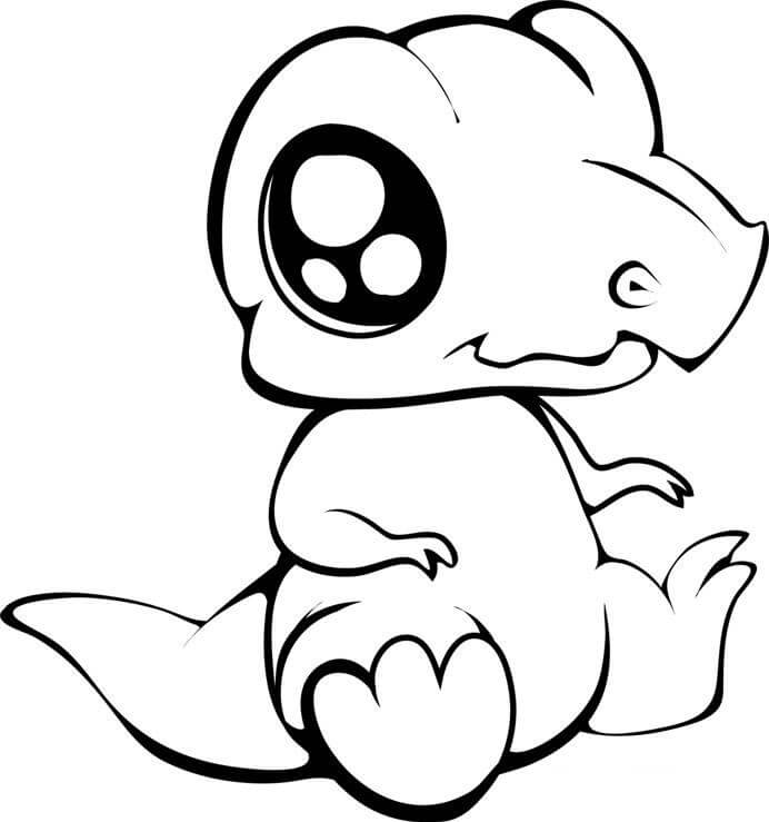 Dibujo de Lindo Cocodrilo Sentado para Colorear y Imprimir
