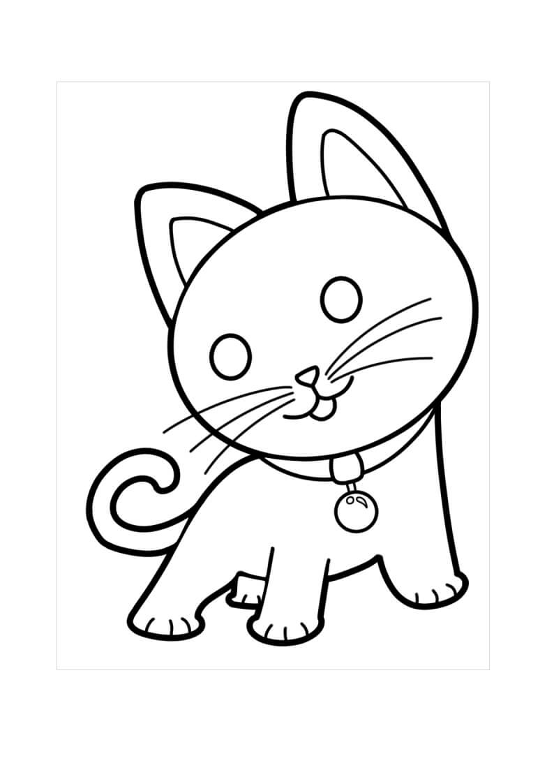 Dibujo de Lindo Gato Divertido para Colorear y Imprimir