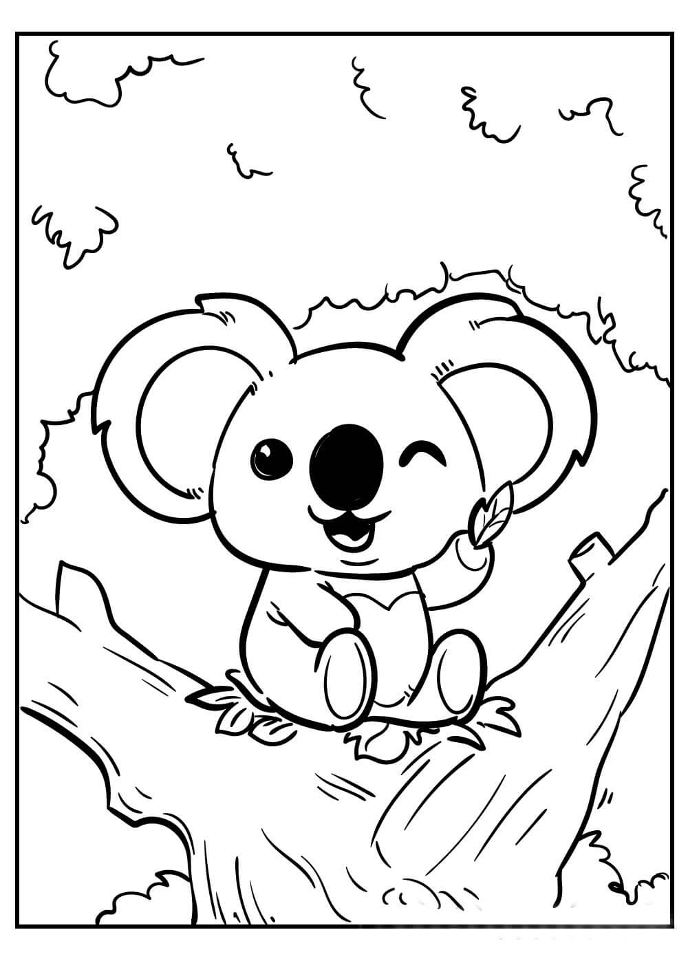 Dibujo de Lindo Koala para Colorear y Imprimir