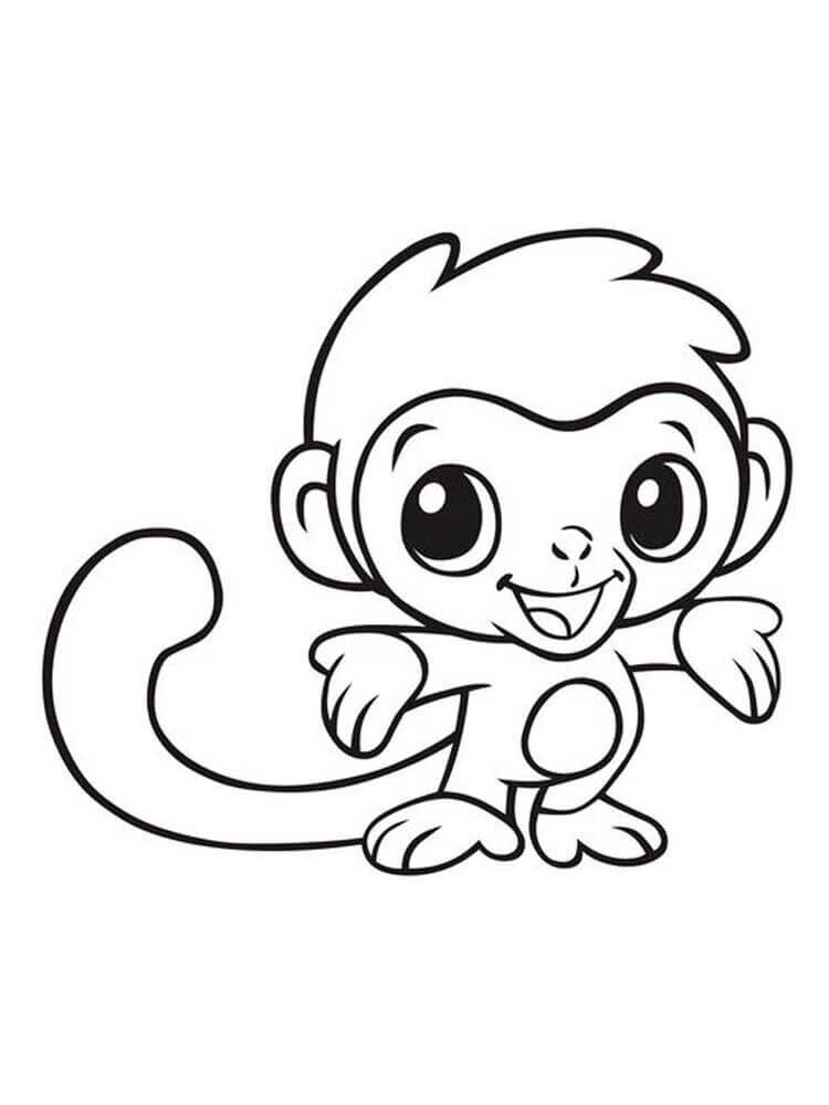 Dibujo de Lindo Mono Divertido para Colorear y Imprimir