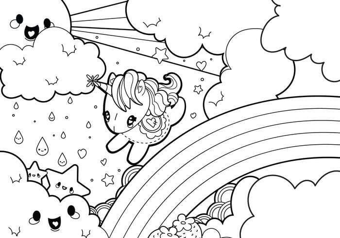 Dibujo de Lindo Unicornio para Colorear y Imprimir