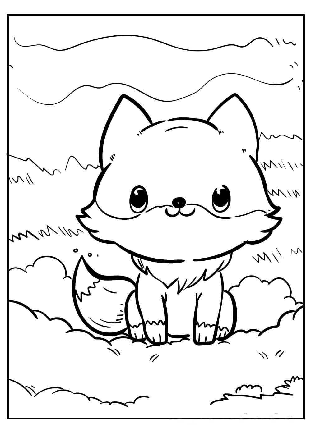 Dibujo de Lindo Zorro Sonriendo para Colorear y Imprimir