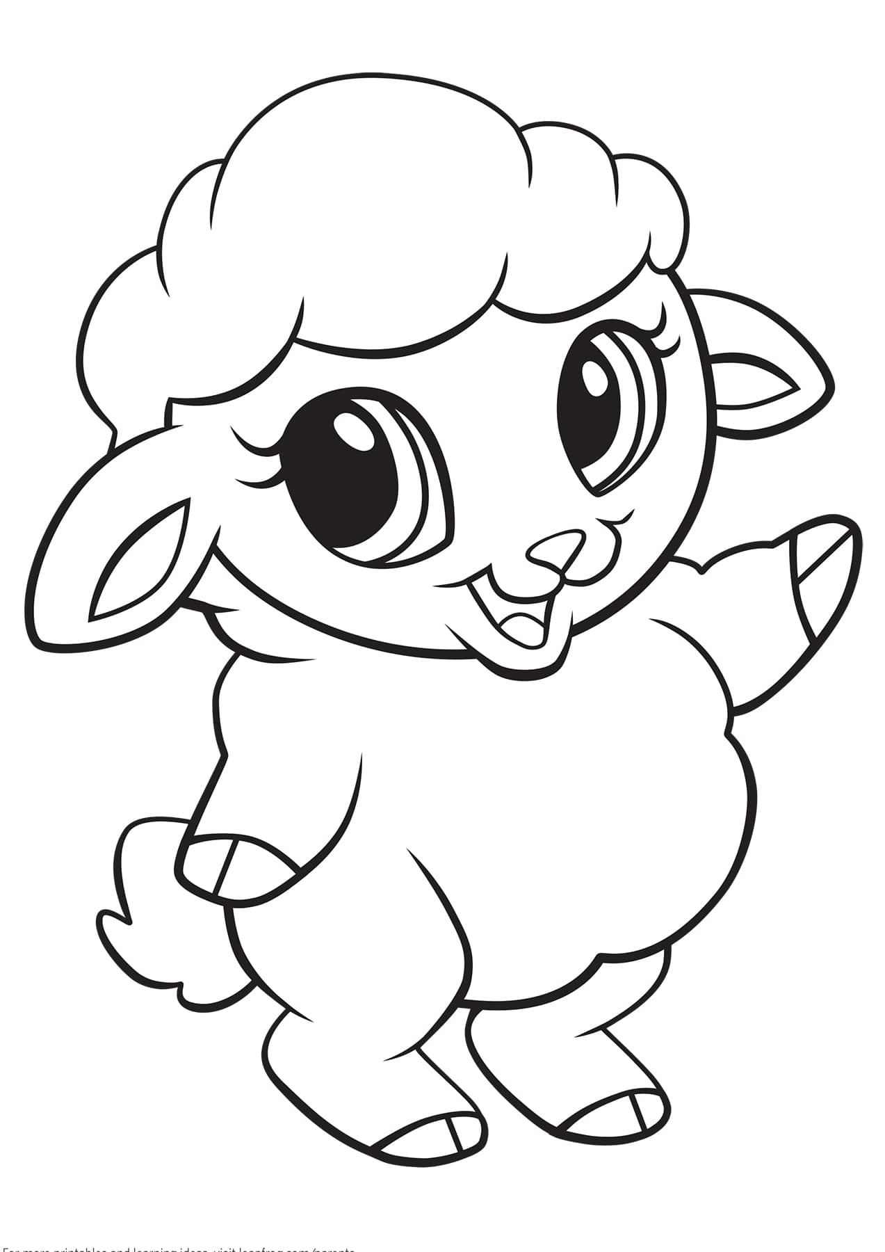 Dibujo de Oveja Linda para Colorear y Imprimir