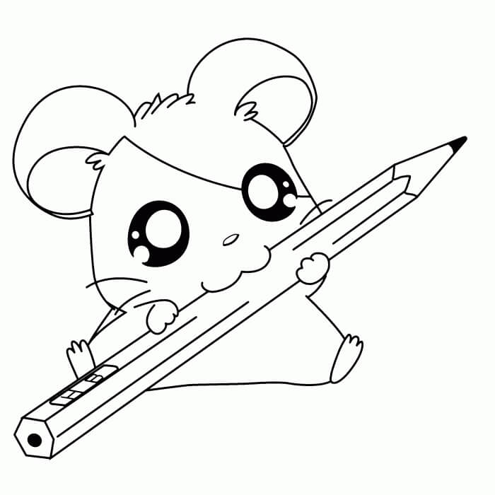 Dibujo de Ratón Lindo Con Lápiz para Colorear y Imprimir