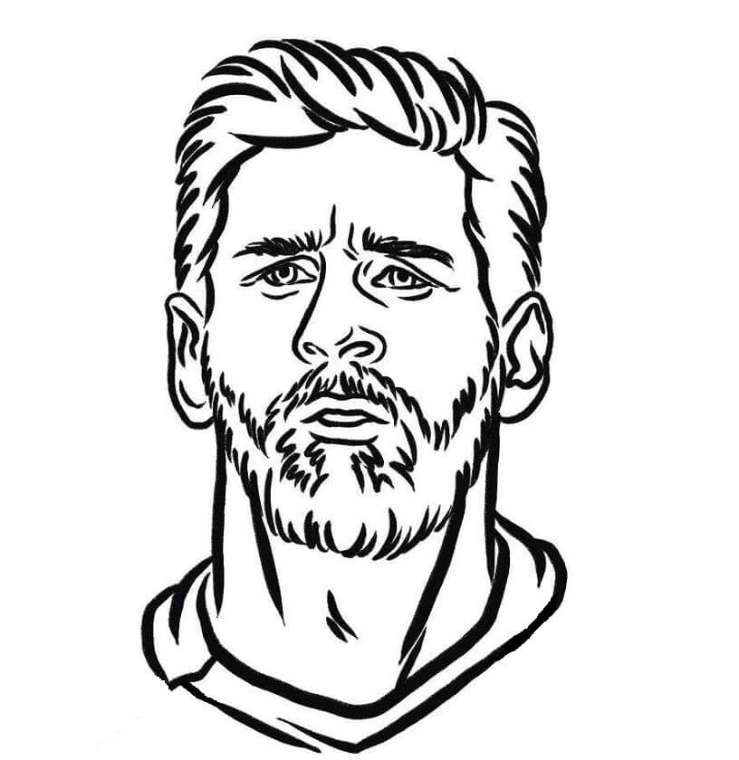 Dibujo de Cabeza de Messi para Colorear y Imprimir
