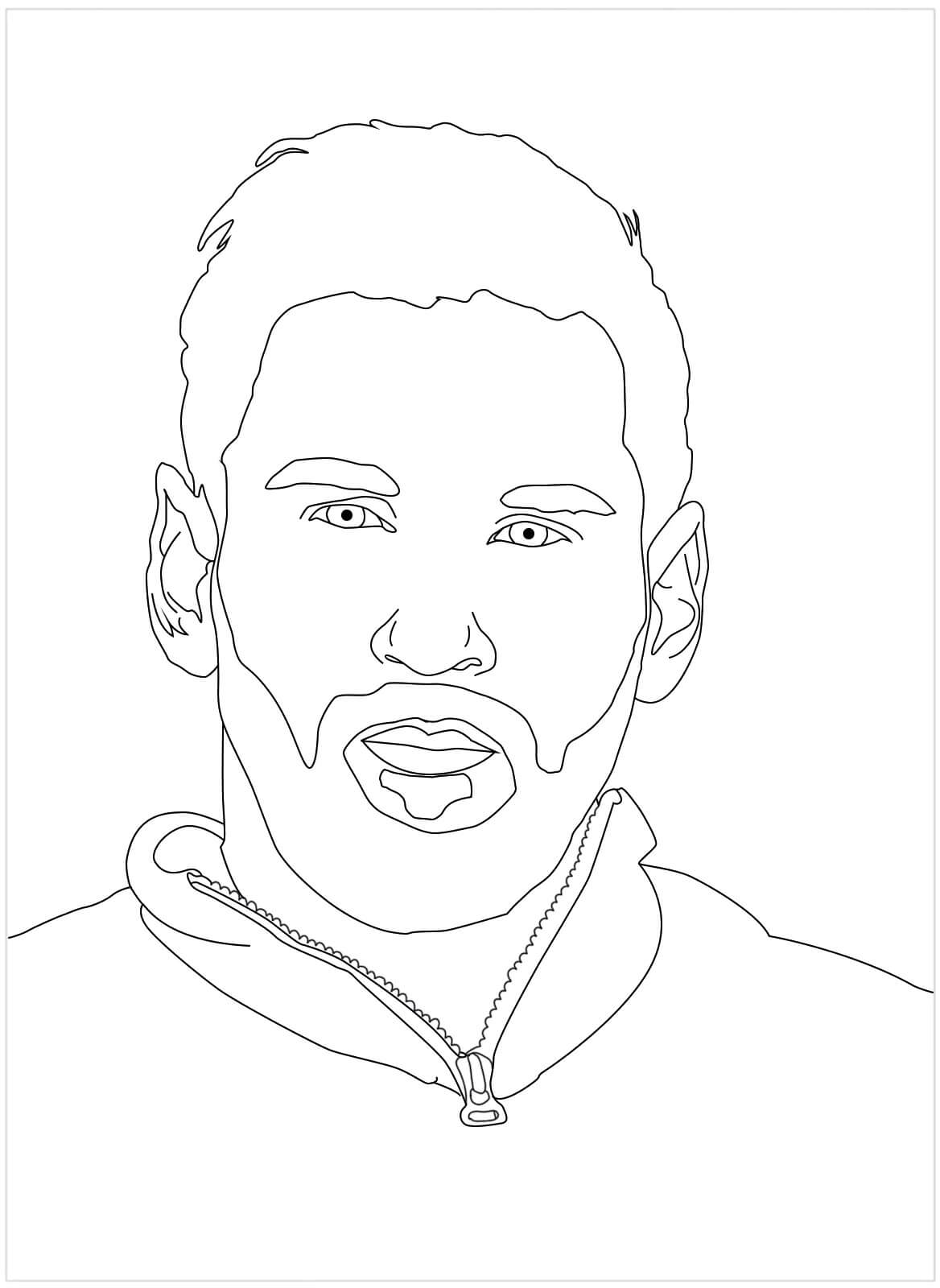 Dibujo de Cara Genial de Messi para Colorear y Imprimir