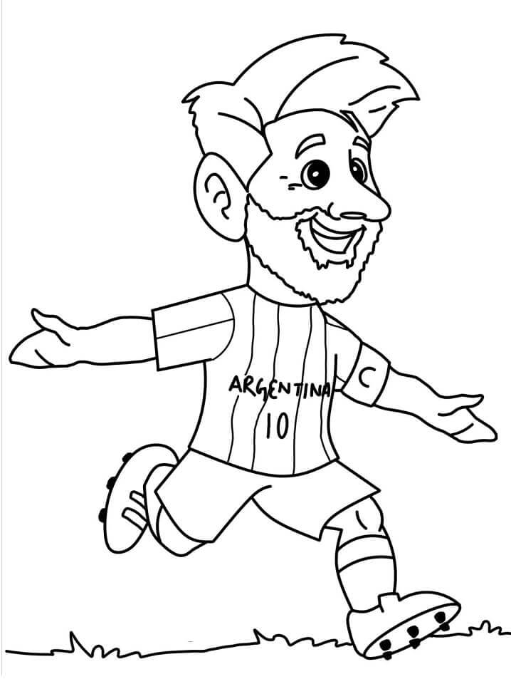 Dibujo de ¡Feliz Chibi Lionel Messi Corriendo para Colorear y Imprimir